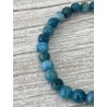 Bracelet apatite bleue, perles 6 mm.