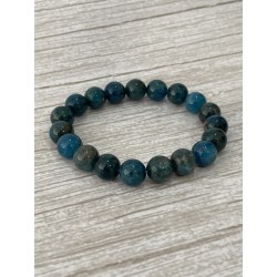 Bracelet apatite bleue, perles 10 mm.