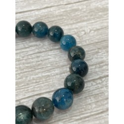 Bracelet apatite bleue, perles 10 mm.