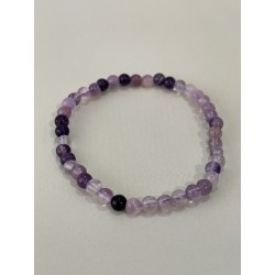 Bracelet en fluorite violette, perles 4 mm.