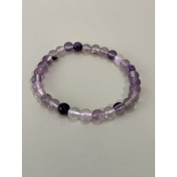 Bracelet en fluorite violette, perles 6 mm.