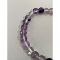 Bracelet en fluorite violette, perles 6 mm.