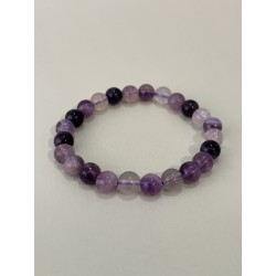 Bracelet en fluorite violette, perles 8 mm.