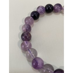 Bracelet en fluorite violette, perles 8 mm.