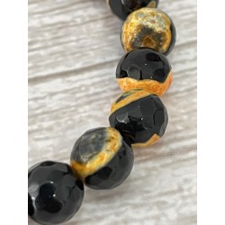 Bracelet en jaspe éclipse, en perles 8 mm facettées.