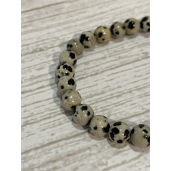 Bracelet en jaspe dalmatien, perles 6 mm.