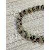 Bracelet en jaspe dalmatien, perles 6 mm.