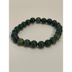 Bracelet en jaspe héliotrope, perles 8 mm.