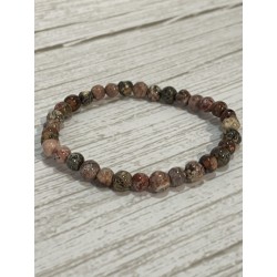 Bracelet en jaspe léopard, perles 6 mm.