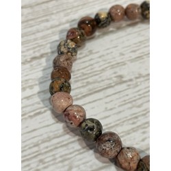 Bracelet en jaspe léopard, perles 6 mm.