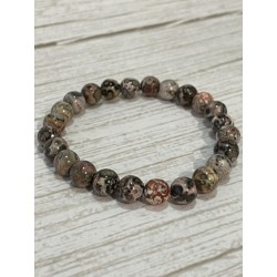 Bracelet en jaspe léopard, perles 8 mm.