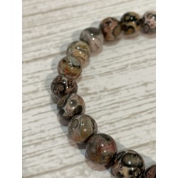 Bracelet en jaspe léopard, perles 8 mm.