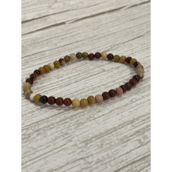 Bracelet en jaspe mokaïte, perles 4 mm.