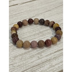 Bracelet en jaspe mokaïte, perles 8 mm.