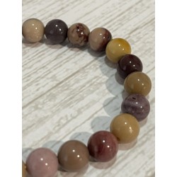Bracelet en jaspe mokaïte, perles 8 mm.