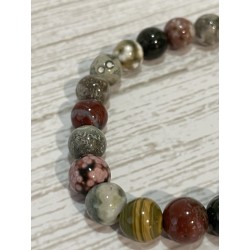 Bracelet en jaspe océan, perles 8 mm.