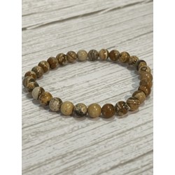 Bracelet en jaspe paysage, perles 6 mm.