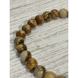 Bracelet en jaspe paysage, perles 6 mm.
