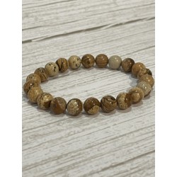 Bracelet en jaspe paysage, perles 8 mm.