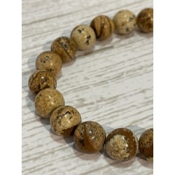 Bracelet en jaspe paysage, perles 8 mm.