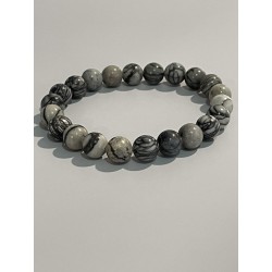 Bracelet en jaspe Picasso, perles 8 mm.