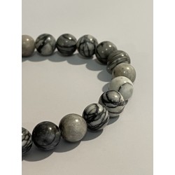 Bracelet en jaspe Picasso, perles 8 mm.