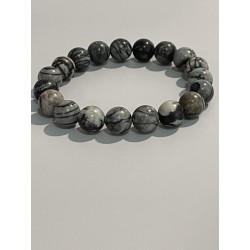 Bracelet en jaspe Picasso, perles 10 mm.