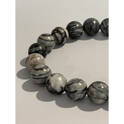 Bracelet en jaspe Picasso, perles 10 mm.