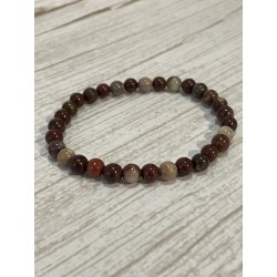 Bracelet en jaspe polychrome, perles 6 mm.
