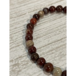 Bracelet en jaspe polychrome, perles 6 mm.