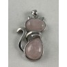 Pendentif chat et quartz rose