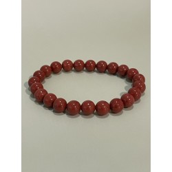 Bracelet en jaspe rouge, perles 8 mm.