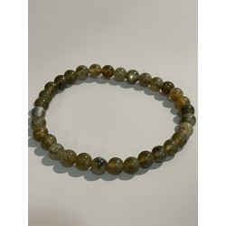 Bracelet en labradorite kaki, perles 6 mm.