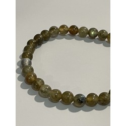 Bracelet en labradorite kaki, perles 6 mm.