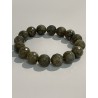 Bracelet en labradorite kaki, perles 12 mm facettées.