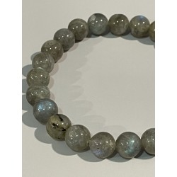 Bracelet en labradorite grise, perles 8 mm.