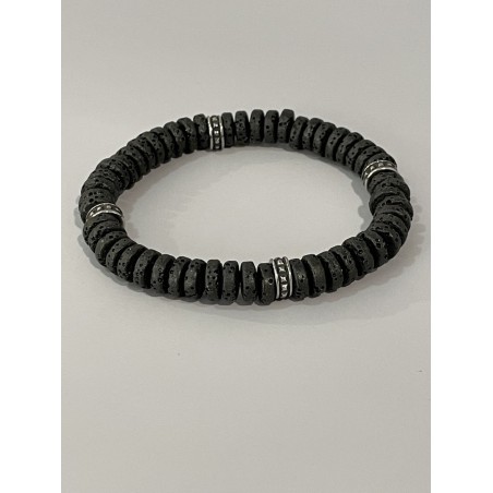 Bracelet lave rondelles et acier 19 cm Bracelet lave rondelles et acier 19 cm