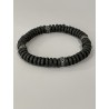 Bracelet lave rondelles et acier 19 cm