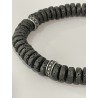 Bracelet lave rondelles et acier 19 cm