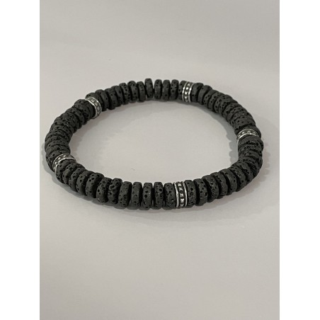 Bracelet lave rondelles et acier 21 cm Bracelet lave rondelles et acier 21 cm