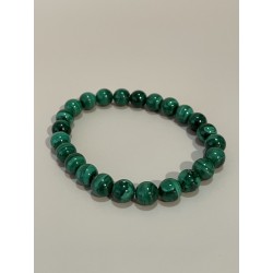 Bracelet en malachite, perles 8 mm.