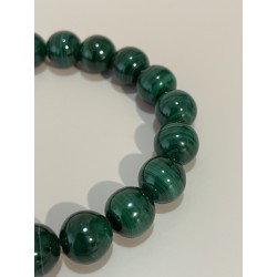 Bracelet en malachite, perles 10 mm.