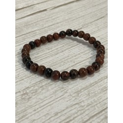 Bracelet en obsidienne mahagonite, perles 6 mm.