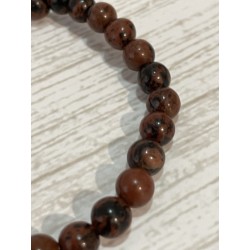 Bracelet en obsidienne mahagonite, perles 6 mm.