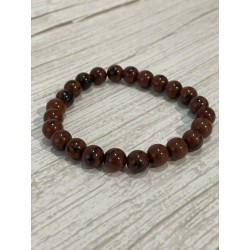 Bracelet en obsidienne mahagonite, perles 8 mm.