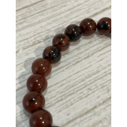 Bracelet en obsidienne mahagonite, perles 8 mm.