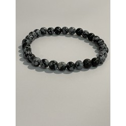 Bracelet en obsidienne neige, perles 6 mm.