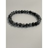 Bracelet en obsidienne neige, perles 6 mm.