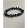 Bracelet en obsidienne neige, perles 8 mm.
