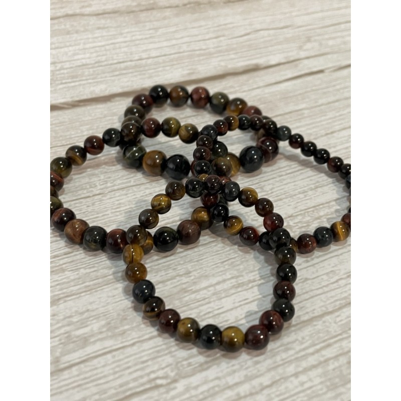 Bracelets trois couleurs : œil de tigre + œil de taureau + œil de faucon